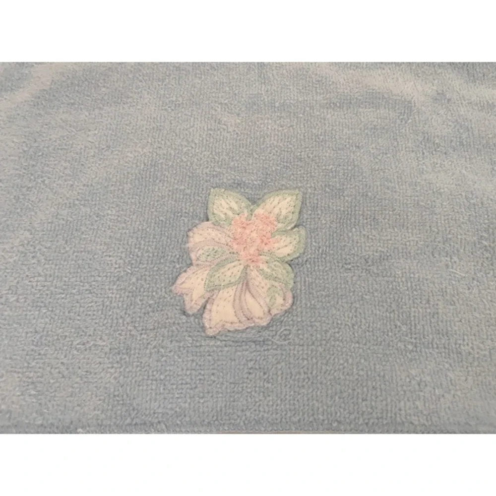 Vintage pair of Embroidered light‎ blue washcloths